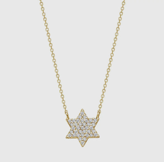 Star of David Necklace 14k Gold and Pave Diamonds