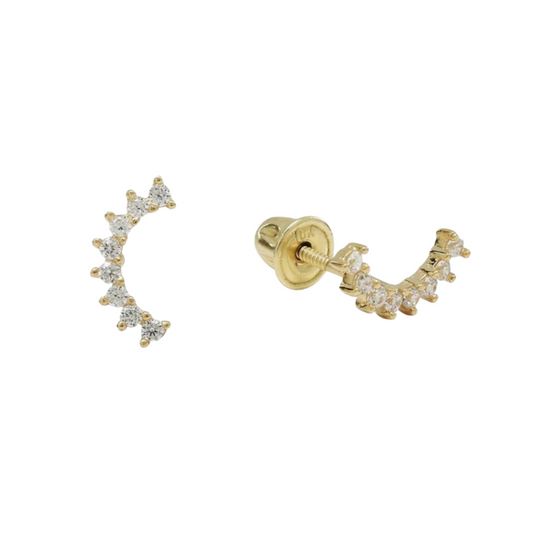10k Solid Gold Cz Pear Crawler Studs