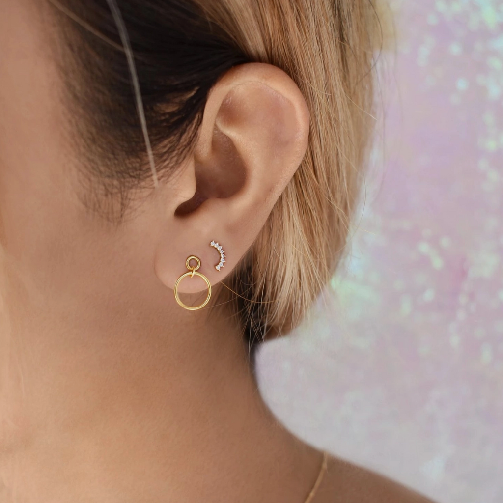 10k Solid Gold Cz Pear Crawler Studs
