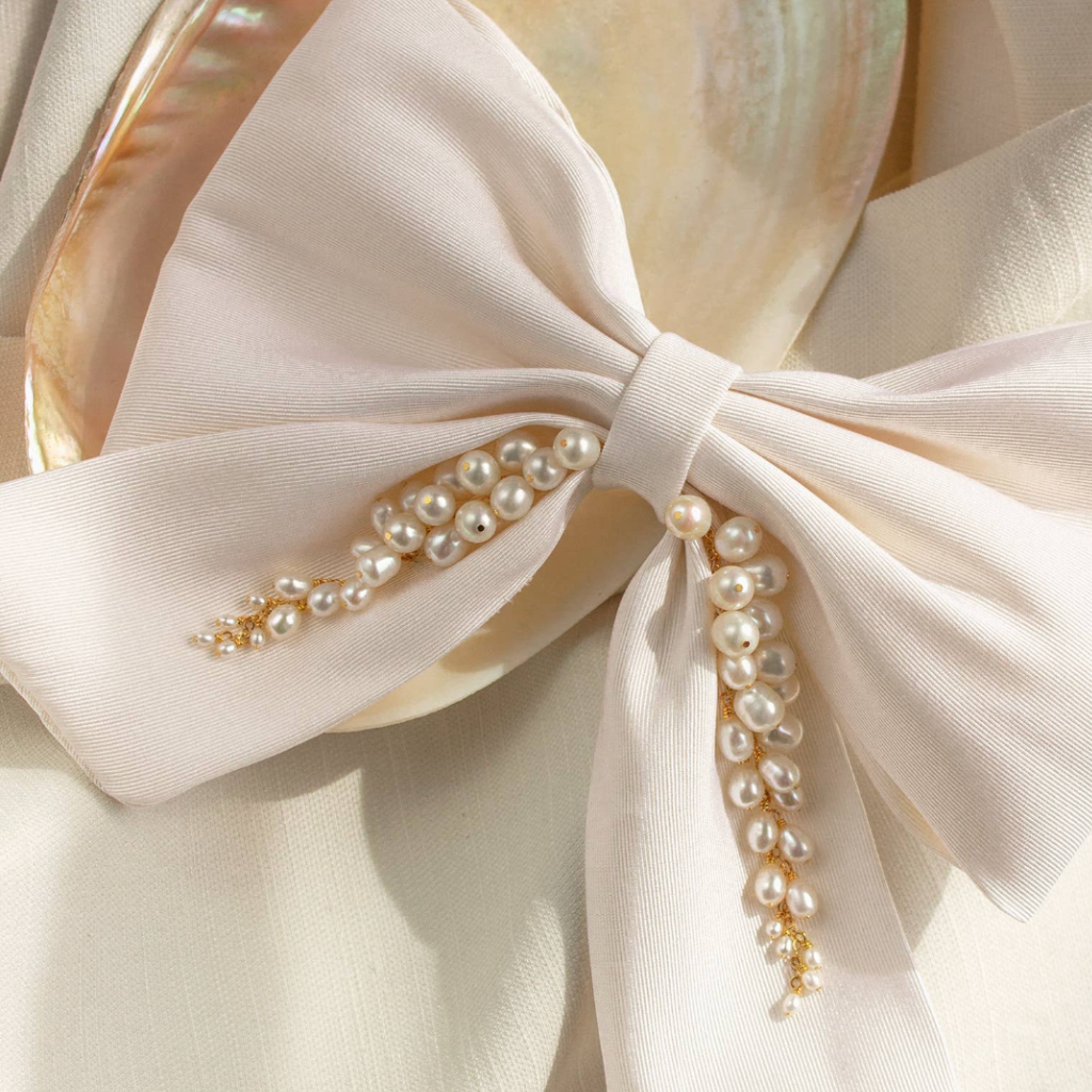 Emma Pearl And Silk Bow Barrette