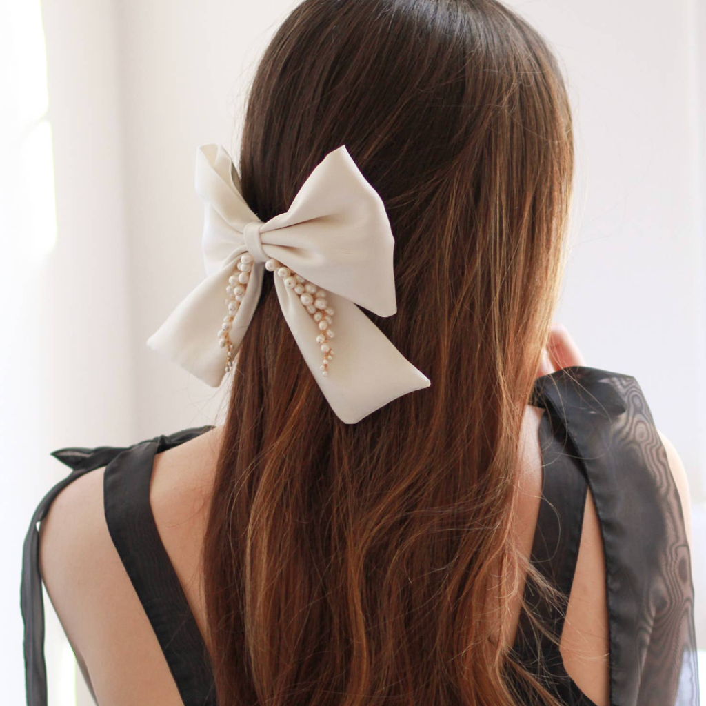 Emma Pearl And Silk Bow Barrette