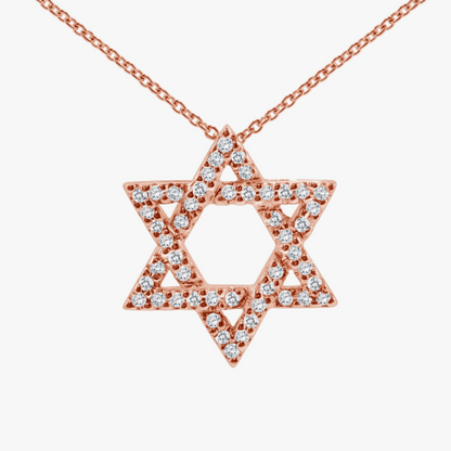 Star of David Necklace Handcrafted in 14k Gold & Diamonds