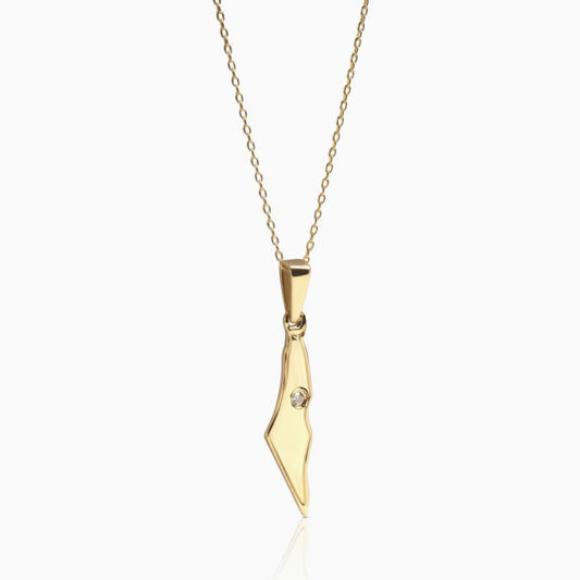 Israel Map Necklaces 14k Gold + Diamonds