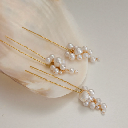 Pearl Tendril Cluster Hair Bobby Pins