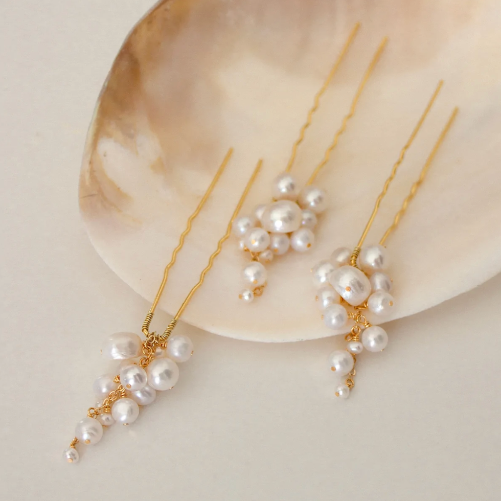 Pearl Tendril Cluster Hair Bobby Pins