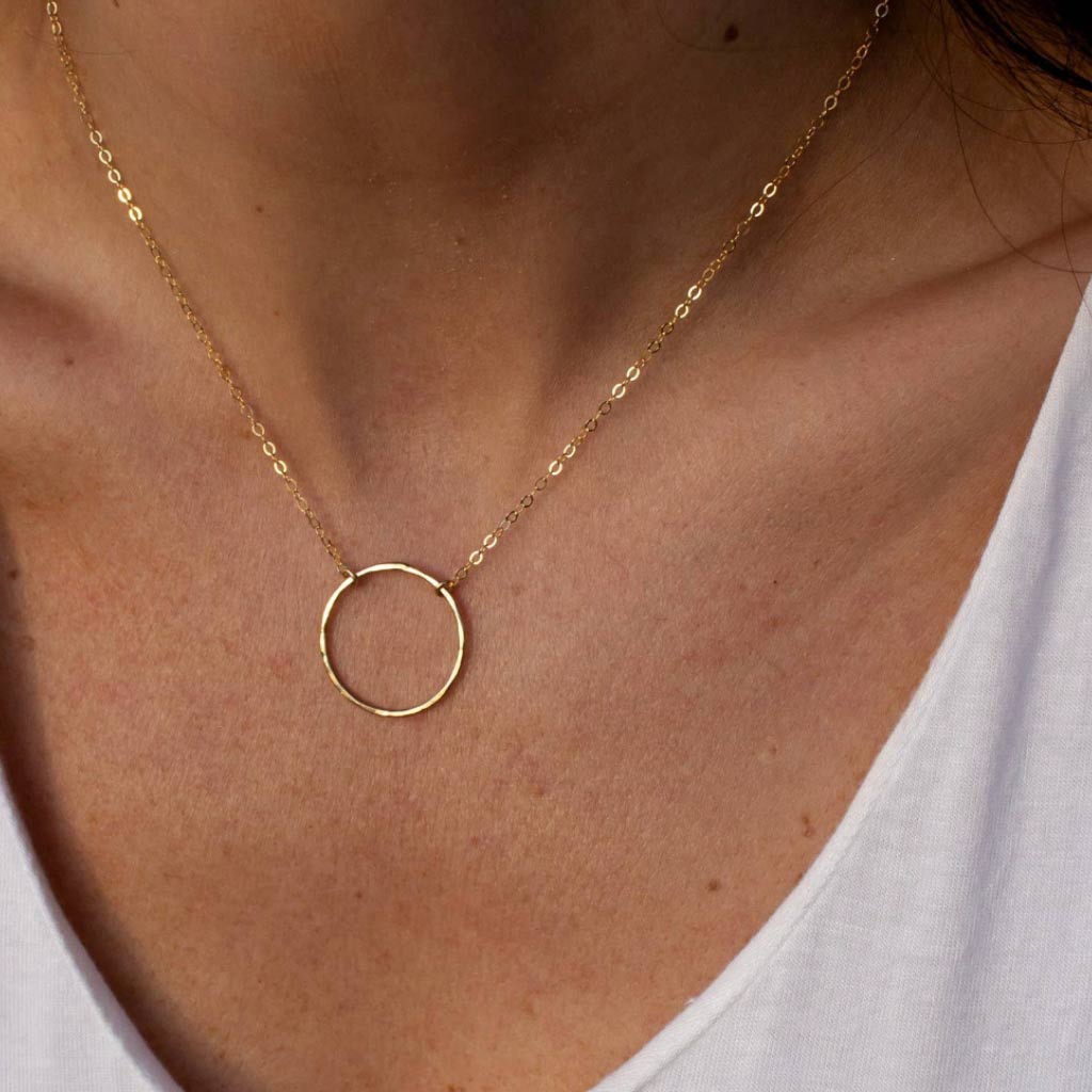 Hammered Gold Ring Necklace